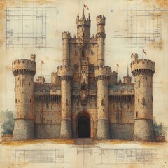 Majestic Medieval Castle Architectural Blueprint