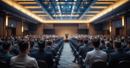 Audience in Conference Hall Listening to Business Presentation.