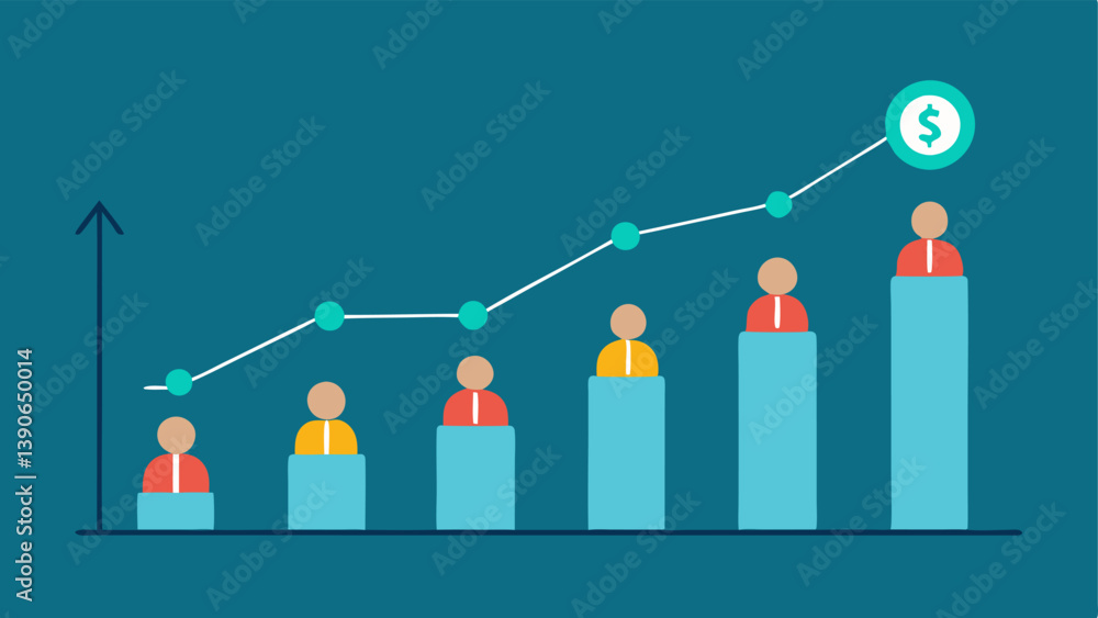 Poster chart of financial growth a line graph showing the growth of personal savings over time with a highl