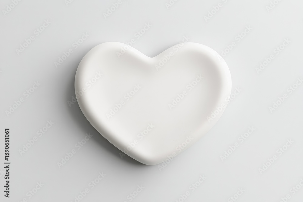Aufkleber simple, white heart-shaped object. a smooth, solid heart shape, devoid of any pattern or decoration.