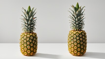 Fototapeta premium 2 pineapples lie on a light background