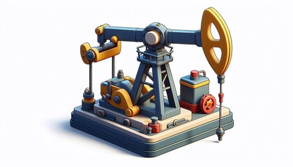 Cartoon isolated oil pump on white background, 3d rendering