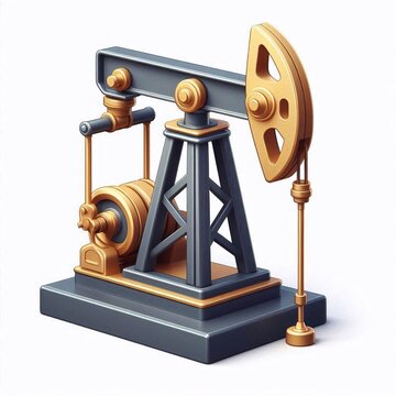 recommend clip art: Cartoon isolated oil pump on white background, 3d rendering