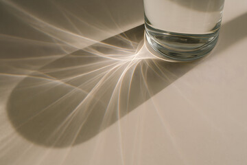 Abstract Light Refraction Patterns from Glass of Water