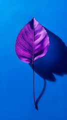 AI Generated Purple Leaf on Blue Background
