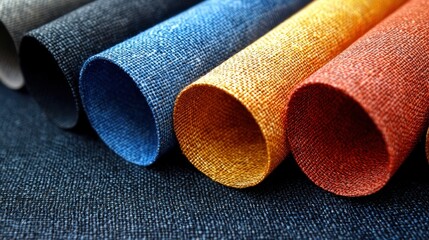 Rolled fabrics in various colors