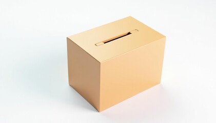 Obraz premium Single ballot box, isolated on white background, wooden box, participation, government