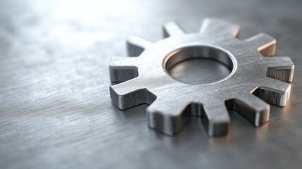 Precision Engineering Metallic Gear on Industrial Surface for Technology and Machinery Concept