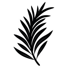 Herbal Leaf Silhouette Vector  Black Botanical Sprig Design Element