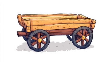 A wooden vintage wagon on a white background