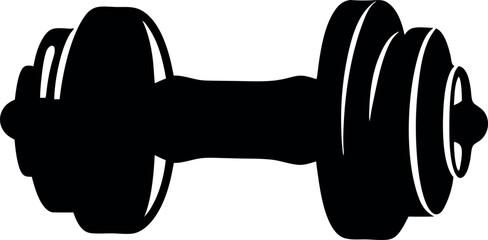 Isolated Black Dumbbell Weightlifting Strength Training Fitness Equipment Symbol Graphic Element Bodybuilding Icon Sports Equipment Physical Exercise