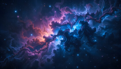 Obraz premium Vibrant Cosmic Nebula in Deep Space