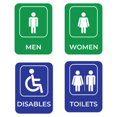 Toilet and Restroom Signs Set.