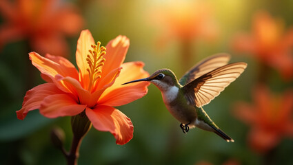 hummingbird and flower