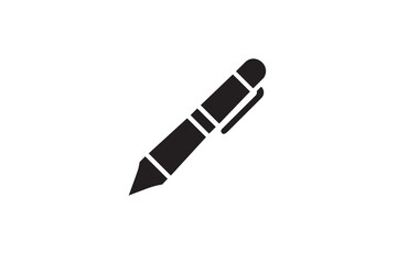 Symbol of simple pen icon silhouette in a simple, minimalist vector on a white background