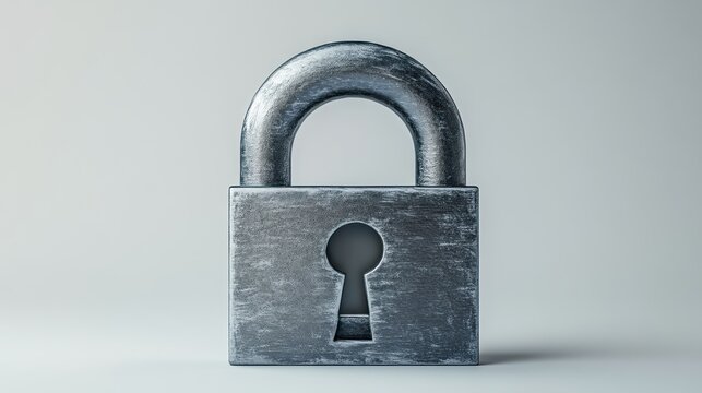 Secure Metal Padlock with Keyhole Safety and Protection Symbol for Digital and Physical Securi