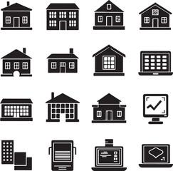 castle house icon set silhouette victor design isolated on the white background.