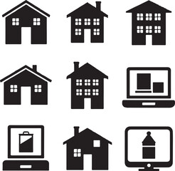 castle house icon set silhouette victor design isolated on the white background.