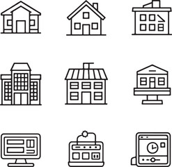 castle house icon set silhouette victor design isolated on the white background.