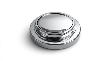 Shiny Metallic Circular Object with Reflective Surface and Grooved Edges for Industrial Design