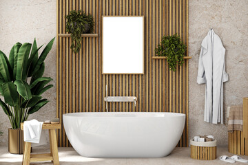 bathroom frame mockup for digital art, 3d render