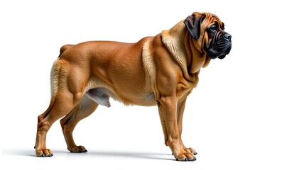 Obraz premium Majestic mastiff, powerful stance, white background, portrait, loyal, head