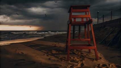 Fototapeta premium lifeguard tower on the beach