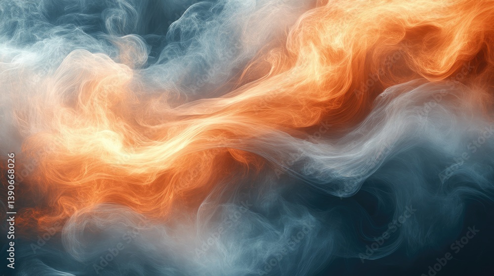 Aufkleber abstract swirling smoke patterns in vibrant orange and blue hues, creating a dynamic visual effect