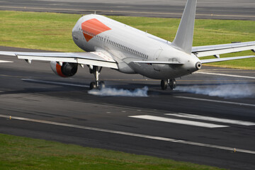 PLANE TAKING OFF AND LANDING FROM THE PLANE, ROLLING ON THE RUNWAY