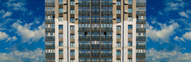 Abstract pattern, multi-colored kaleidoscope from photos modern buildings and houses