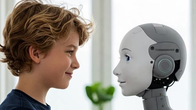 Educational Technology Robot Child Learning Smiling 