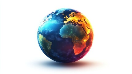 Fototapeta premium Vibrant Earth Globe with Colorful Continents and Oceans Ideal for Environmental and Climate Ch