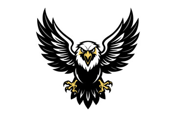 A fierce eagle with wings spread wide, a strong and sharp silhouette.