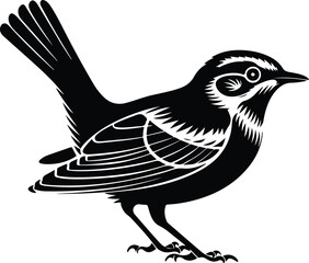 Nightingale Bird Silhouette Vector Collection