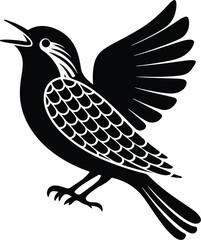 Nightingale Bird Silhouette Vector Collection