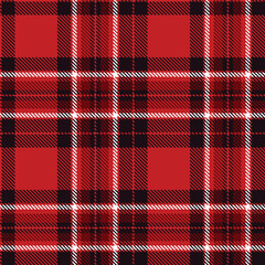 Dusky scarlet Seamless Tartan with Deep very dark brown accents Fabric Design
