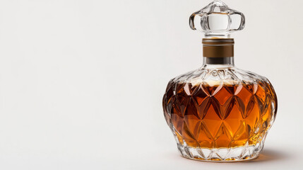 A visually appealing whiskey bottle isolated against a white background