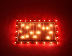 a vintage style illuminated sign with a red background and bright bulbs perfect for attracting attention in a retro themed space