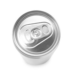 One tin can isolated on white, top view