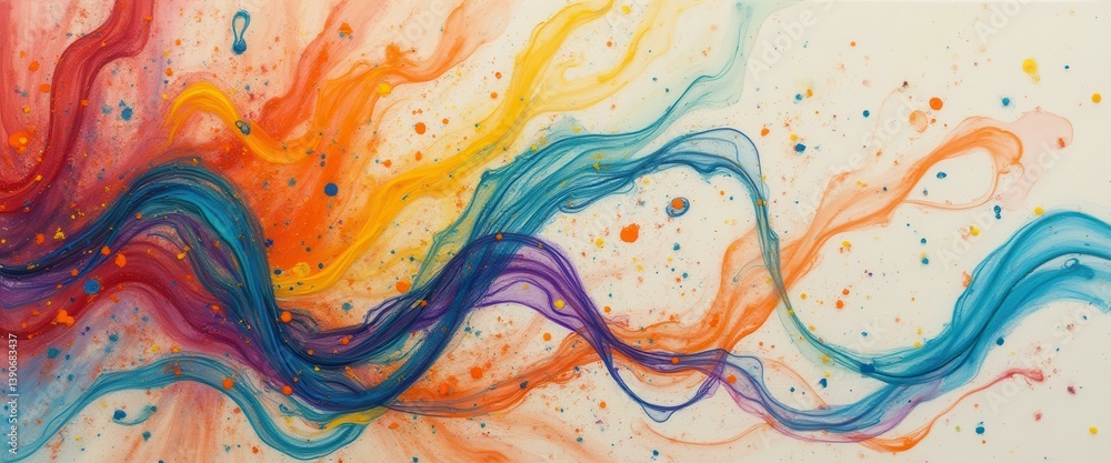 Poster abstract swirls of vibrant colors: a fluid and dynamic artistic expression on white canvas