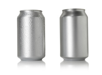 Two blank tin cans isolated on white