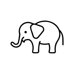Fototapeta premium Elephant outline icon in black on white background