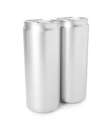 Two blank tin cans isolated on white