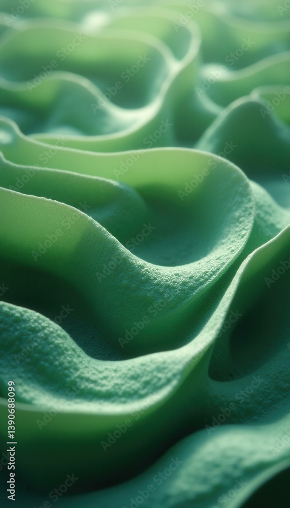 Poster Serene Green Waves: An Abstract Texture of Flowing Forms