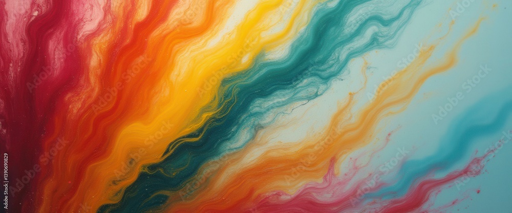 Aufkleber vivid abstract swirls of red, orange, yellow, and turquoise paint creating a dynamic and artistic ba