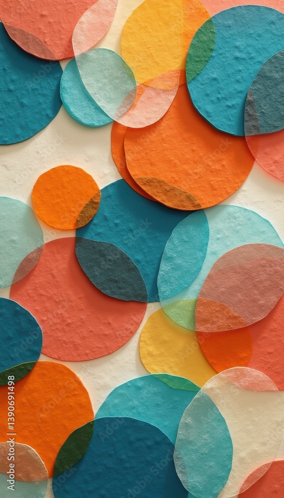 Aufkleber Abstract Composition of Overlapping Geometric Circles with Translucent Layers in Warm Tones