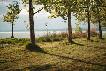 Obraz premium View on lake Balaton in spring