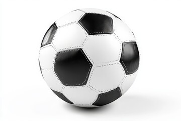Fototapeta premium Soccer ball with black and white patches on white surface
