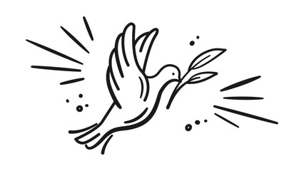 Dove and Olive Branch. Pentecost Sunday. Come Holy Spirit Religion illustration. Christian symbol of Peace, Love, Hope. Easter Sunday. God Holy Spirit, Trinity Church. Vector illustration