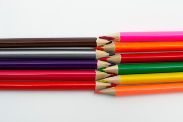 colored pencils isolated on white background